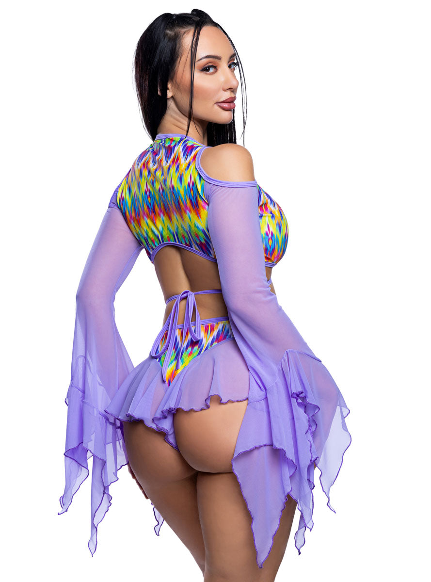 Neon Rainbow and Lavender Flow Rave Top