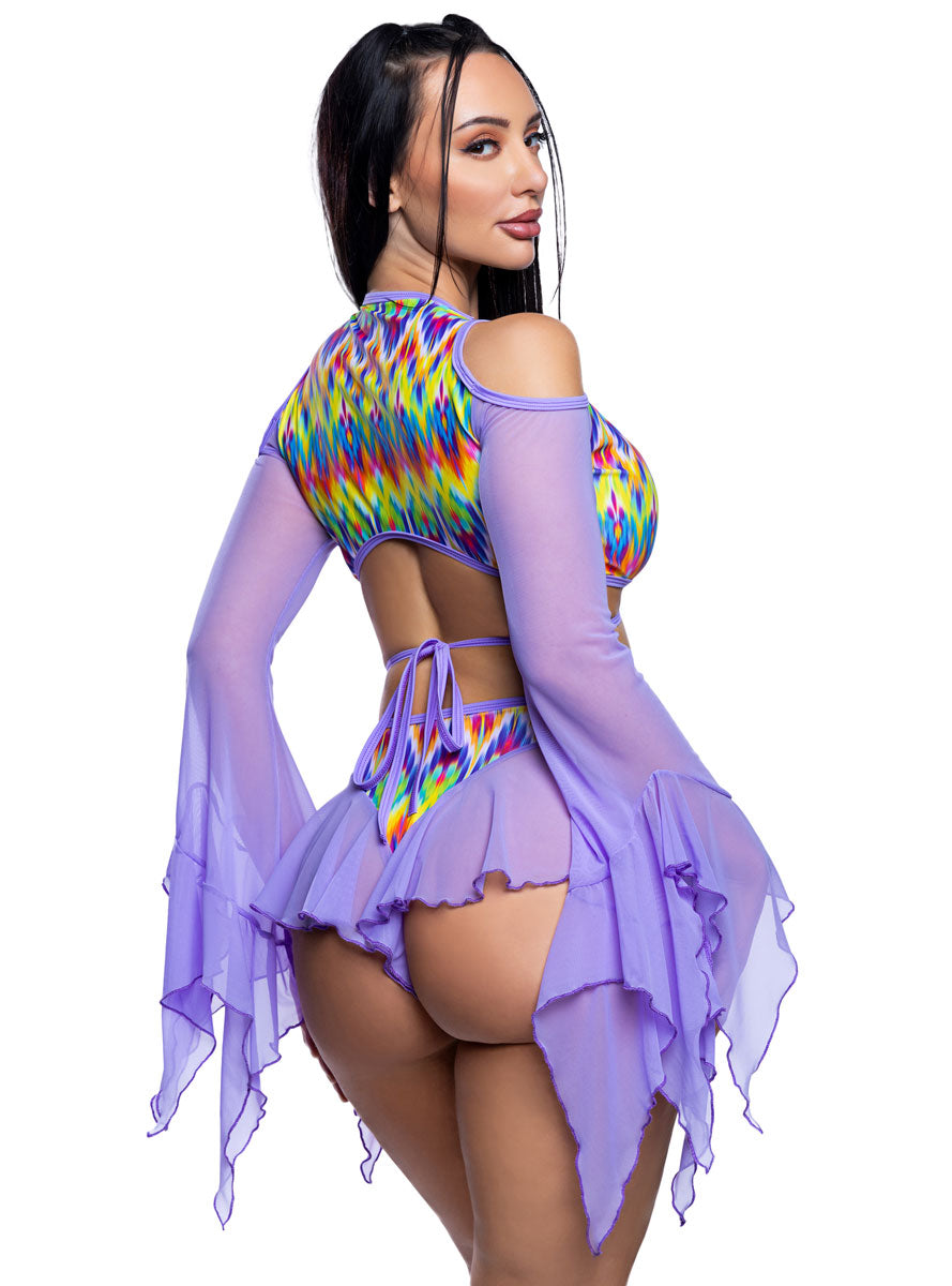 Neon Rainbow and Lavender Flutter Rave Shorts