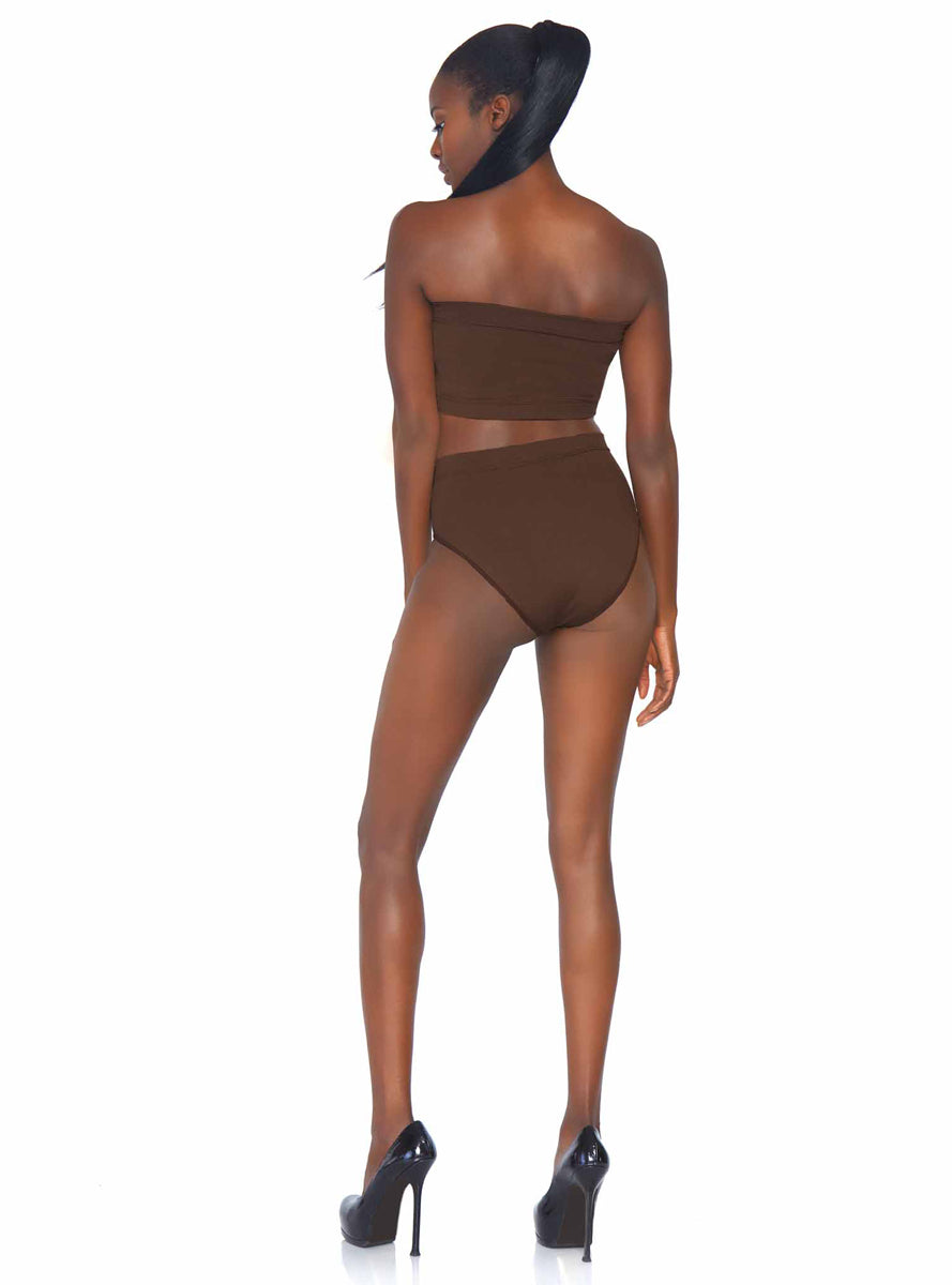 Deep Skin Tone Opaque Microfiber Bandeau and Briefs Set