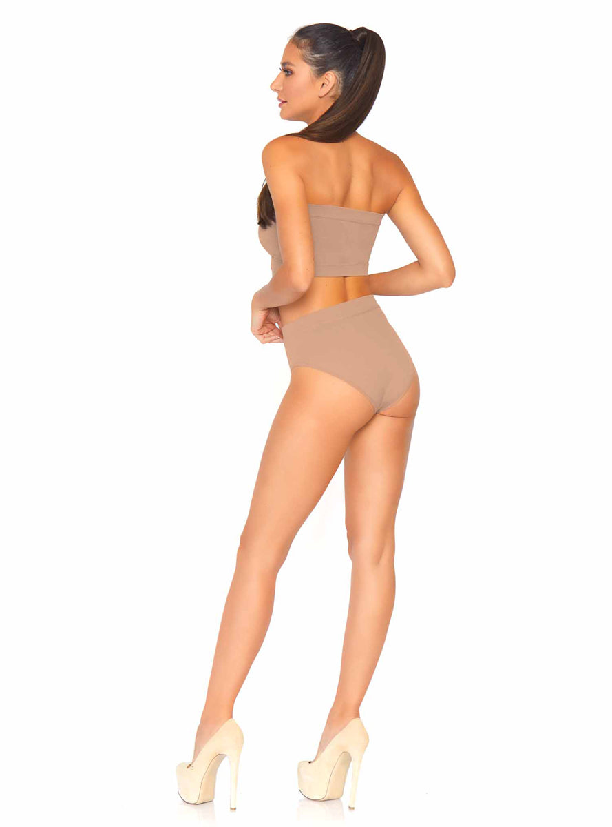 Medium Skin Tone Opaque Microfiber Beandeau and Briefs Set
