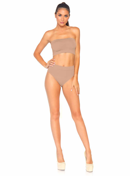 Medium Skin Tone Opaque Microfiber Beandeau and Briefs Set