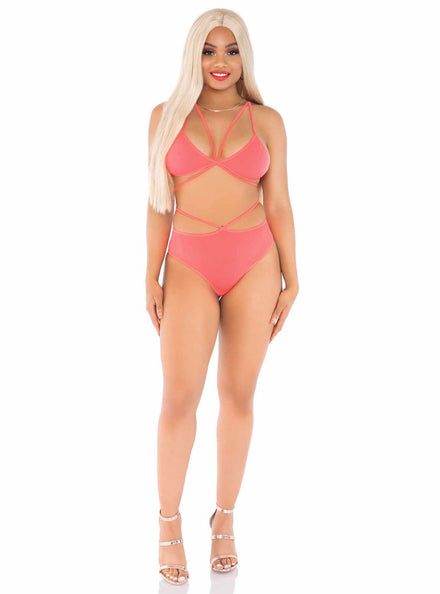 Opaque Coral Cage Top and Briefs Festival Set
