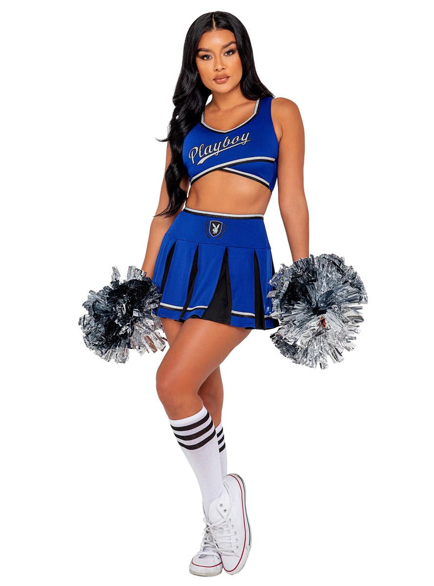 Playboy Cheer Squad Sexy Womens Blue Costume - Main Image