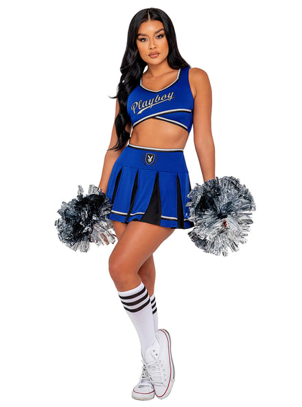 Playboy Cheer Squad Sexy Womens Blue Costume - Main Image