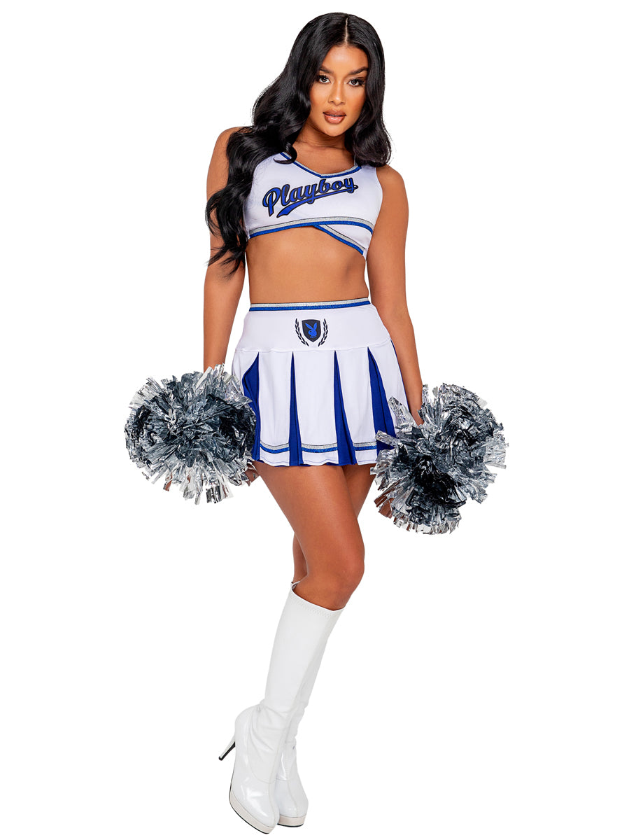 Playboy Cheer Squad Sexy Womens White Costume - Main Image