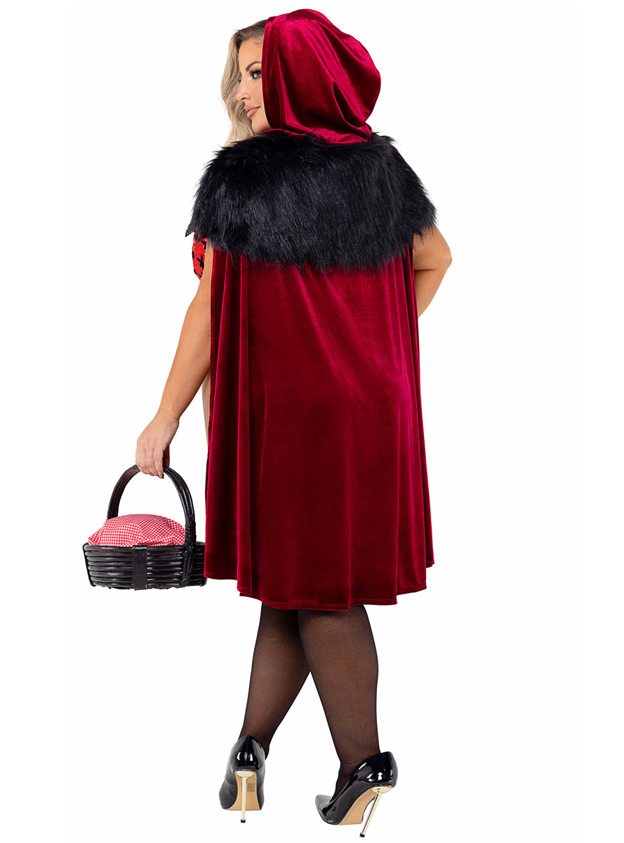 Playboy Enchanted Forest Sexy Plus Size Womens Red Riding Hood Bodysuit Costume - Back Image