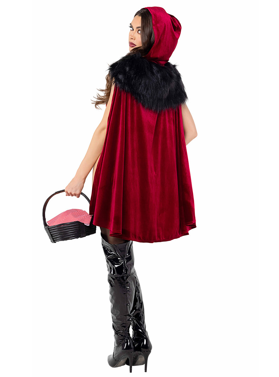 Playboy Enchanted Forest Sexy Womens Red Riding Hood Bodysuit Costume - Back Image