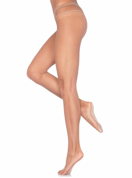 Professional Womens Light Toast Full Length Fishnet Tights With Comfort Sole