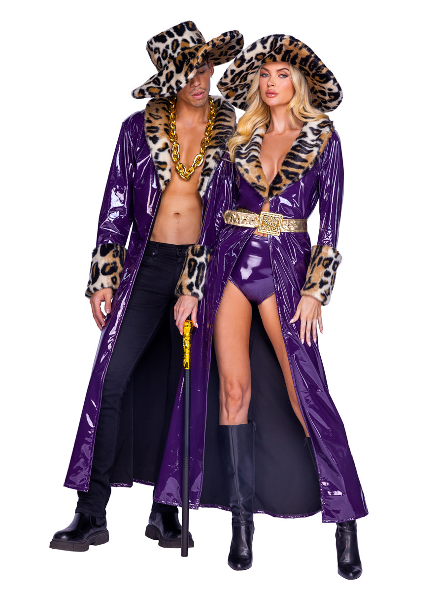 Queen Pimp Sexy Womens Purple Vinyl Costume - Group Image