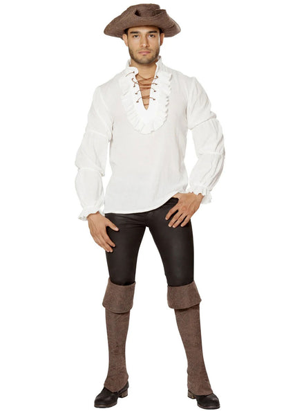 Ruffled Ivory Pirate Costume Shirt for Men