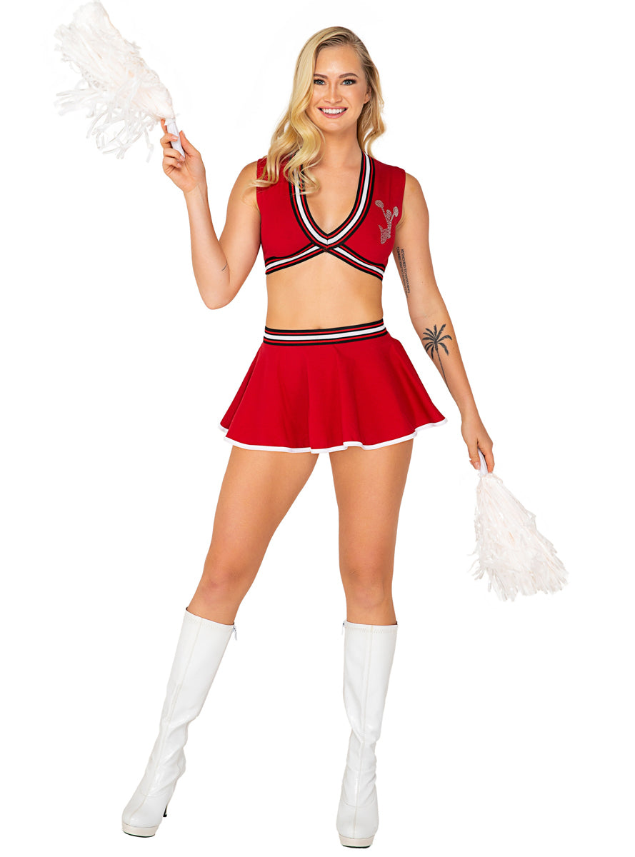 School Spirit Womens Sexy Red Cheerleader Costume - Main Image