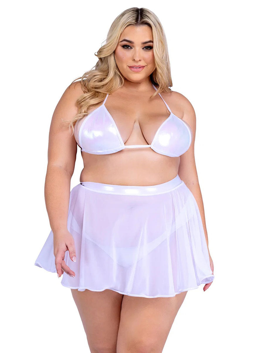 Sheer White Mesh Plus Size Rave Skirt