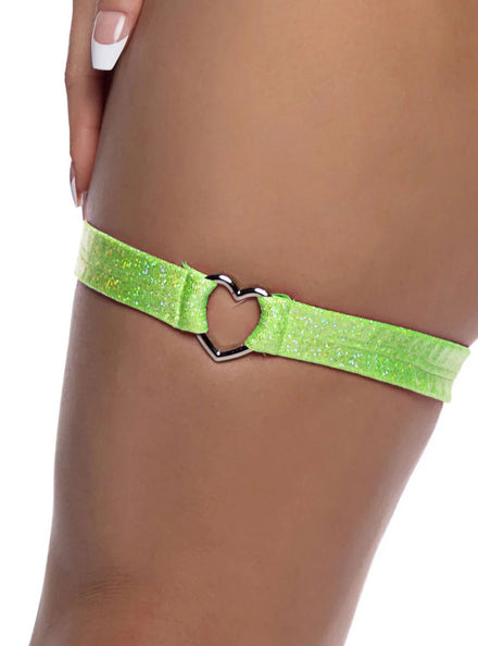 Shimmer Green Leg Garter with Heart