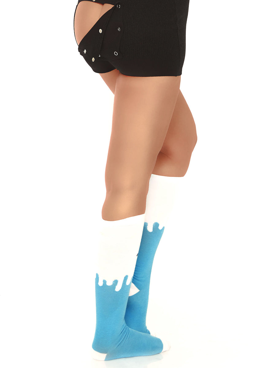 Womens Snowman Knee High Costume Socks Back Image