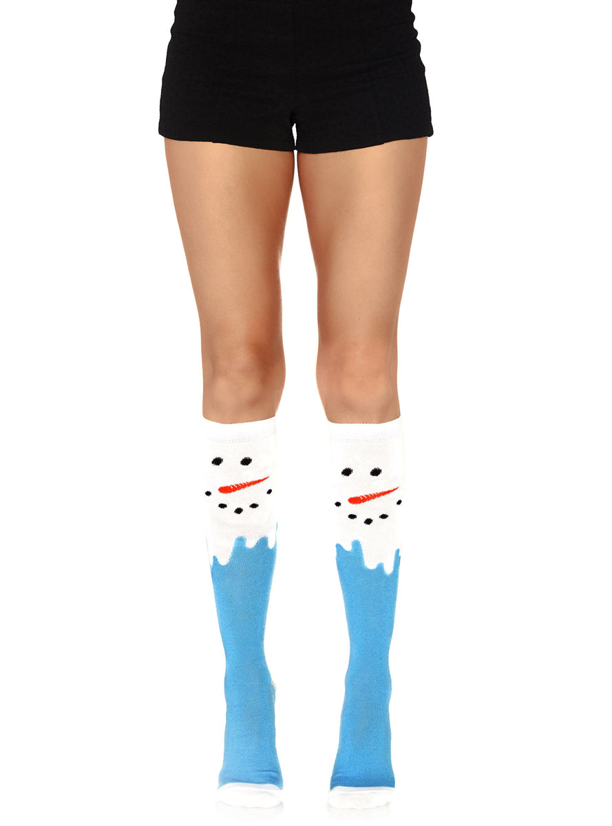 Womens Snowman Knee High Costume Socks Main Image