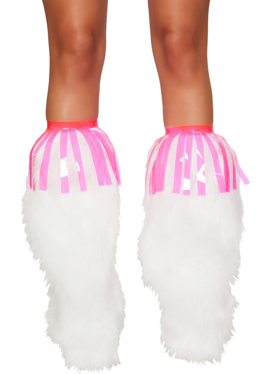 Vinyl Pink Fringe Leg Wraps