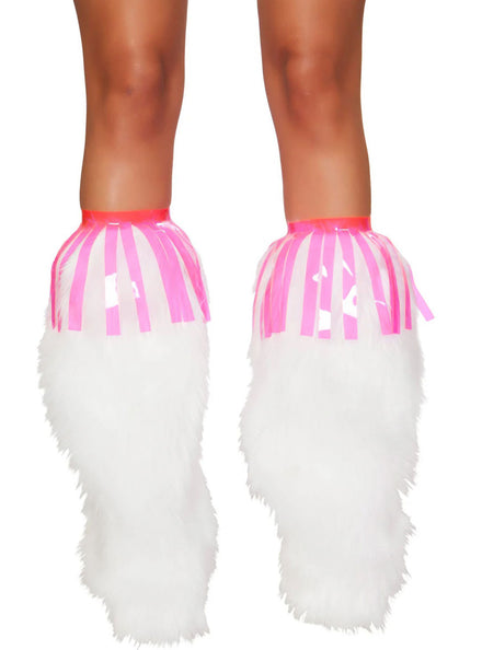 Vinyl Pink Fringe Leg Wraps