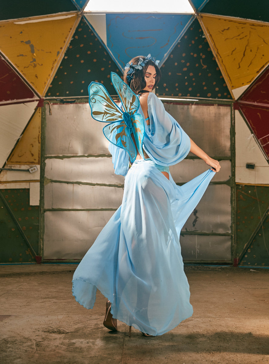 Womens Blue Fairy Butterfly Fantasy Sexy Costume - Lifestyle Image 3