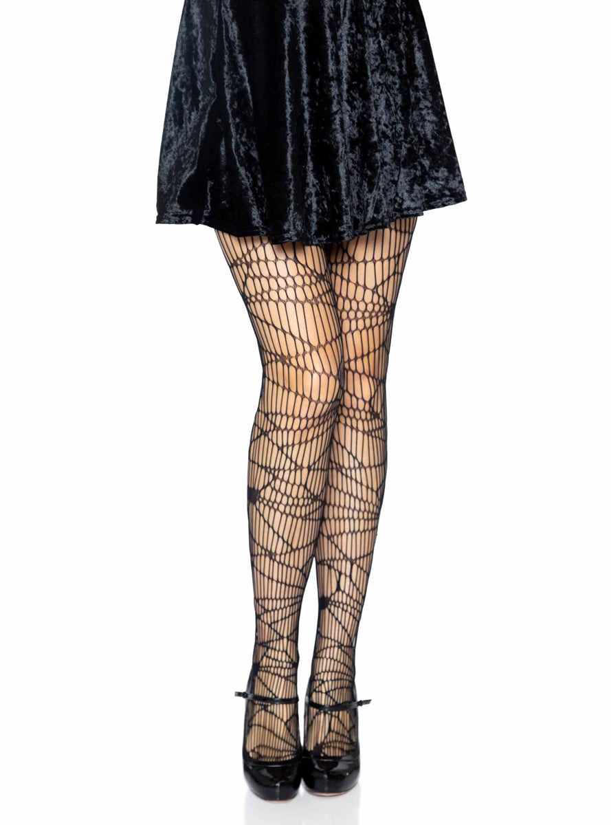 Womens Black Distressed Net Costume Stockings Main Image