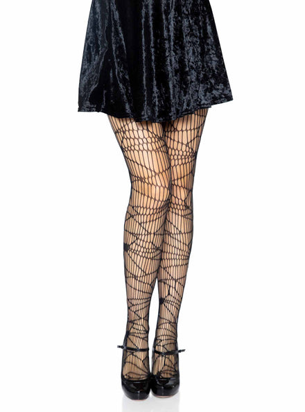 Womens Black Distressed Net Costume Stockings Main Image