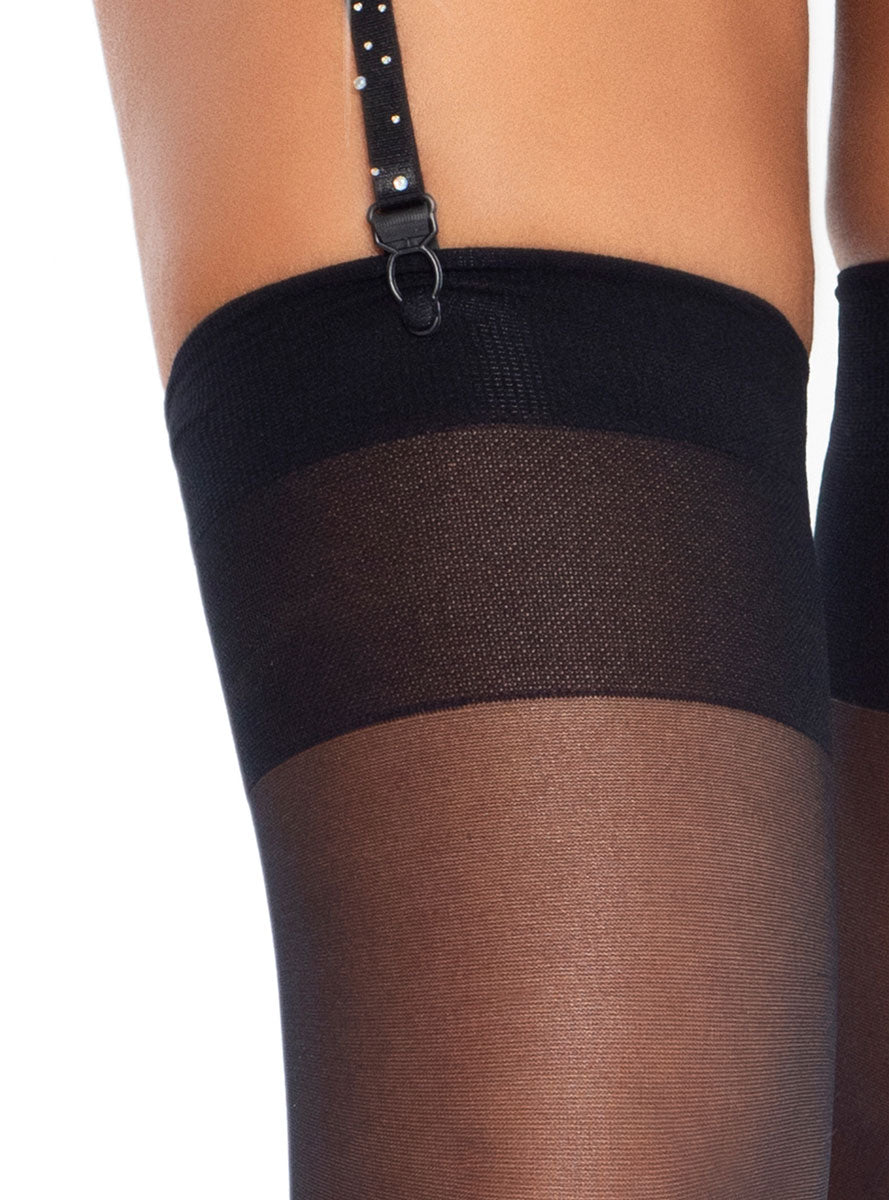 Rhinestone Black Garter Belt