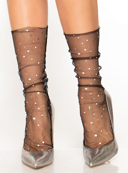 Womens Sheer Tulle Star And Moons Anklets Main Image