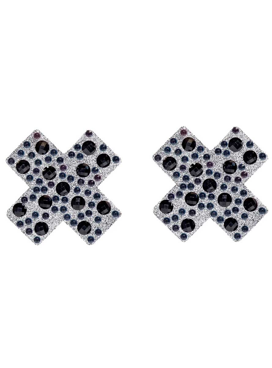 X Factor Womens Black Nipple Jewel Stickers