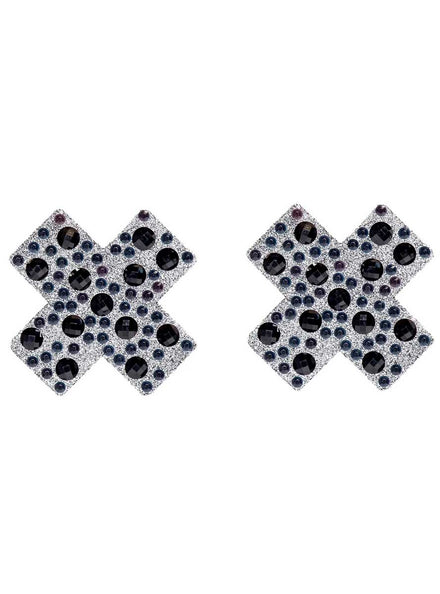 X Factor Womens Black Nipple Jewel Stickers
