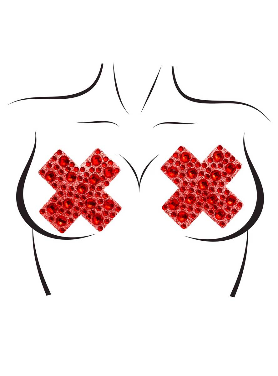 X Factor Womens Red Nipple Jewel Stickers Alternative Image