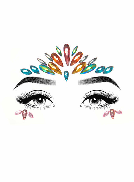 Avri Multicoloured Stick On Face Jewels Main Image