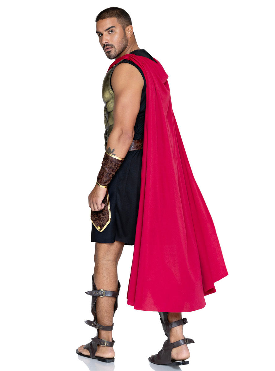 Roman Gladiator Mens Cosatume Witth Cape - Back Image
