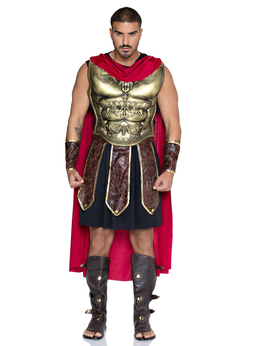 Roman Gladiator Mens Cosatume Witth Cape - Front image