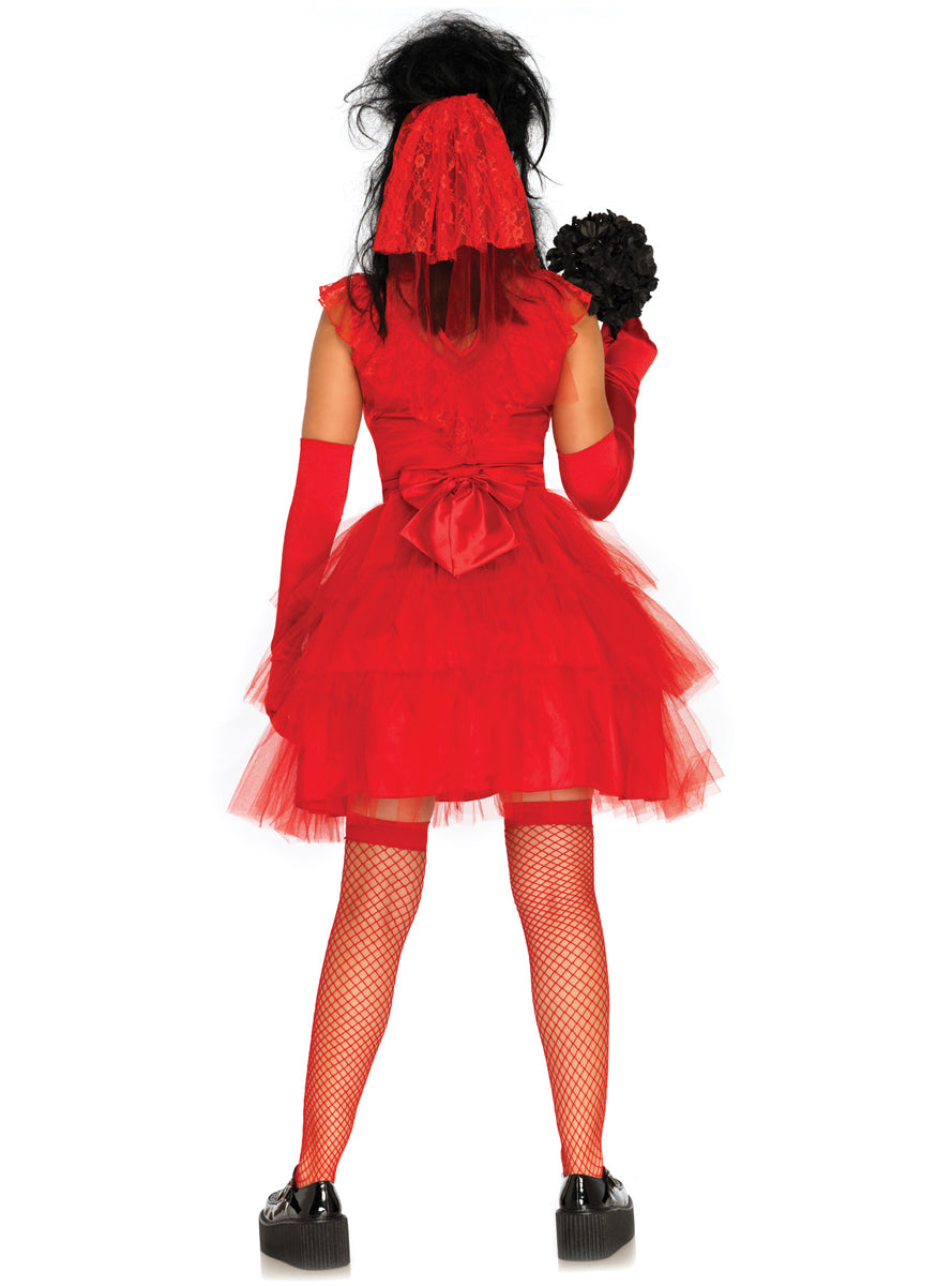 Womens Sexy Red Lydia Beetle Bride Halloween Costume Back Image