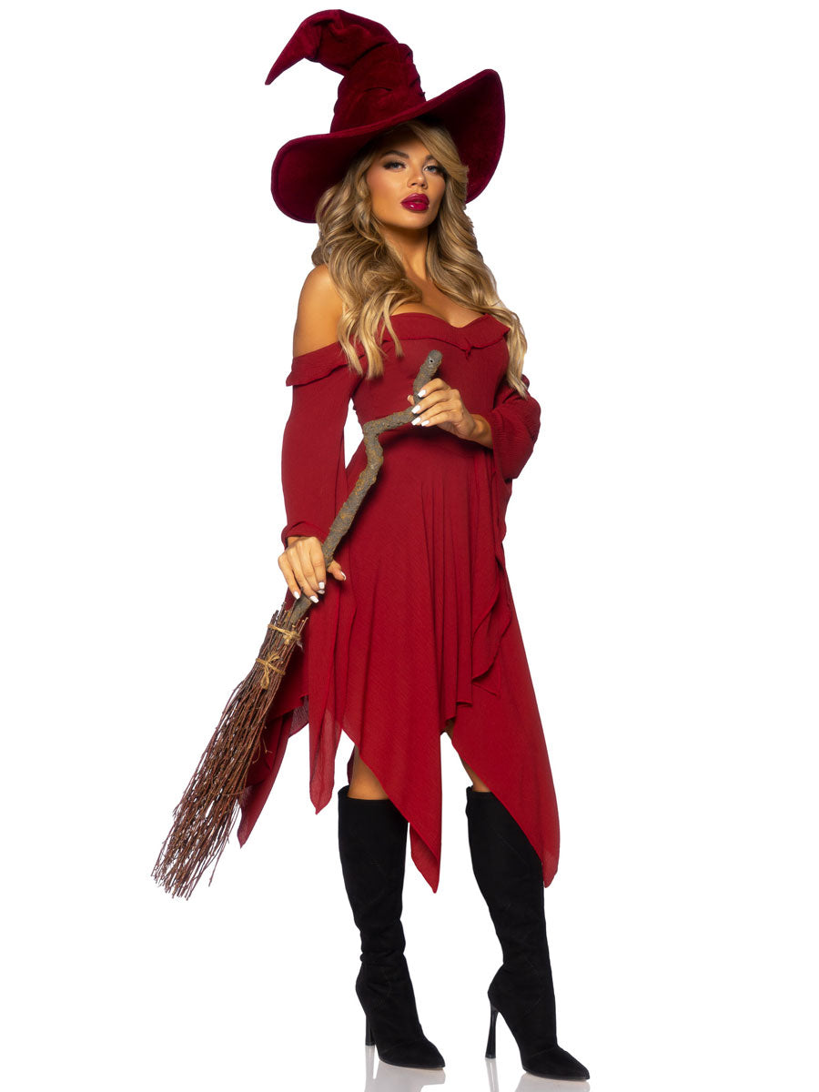 Womens Burgundy Bell Sleeved Peasant Costume Dress Alternative Image