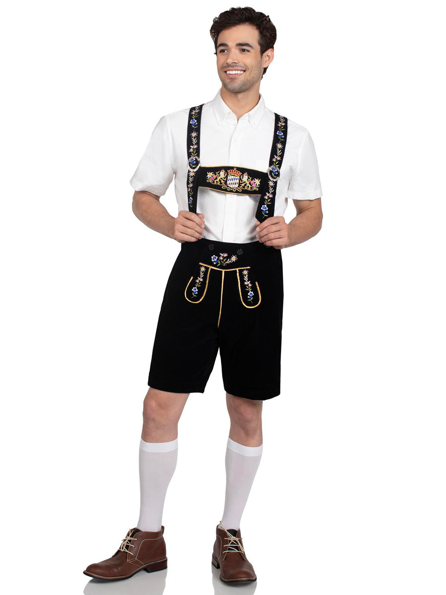 Mens Black Bavarian Lederhosen German Oktoberfest Costume Alternative Image