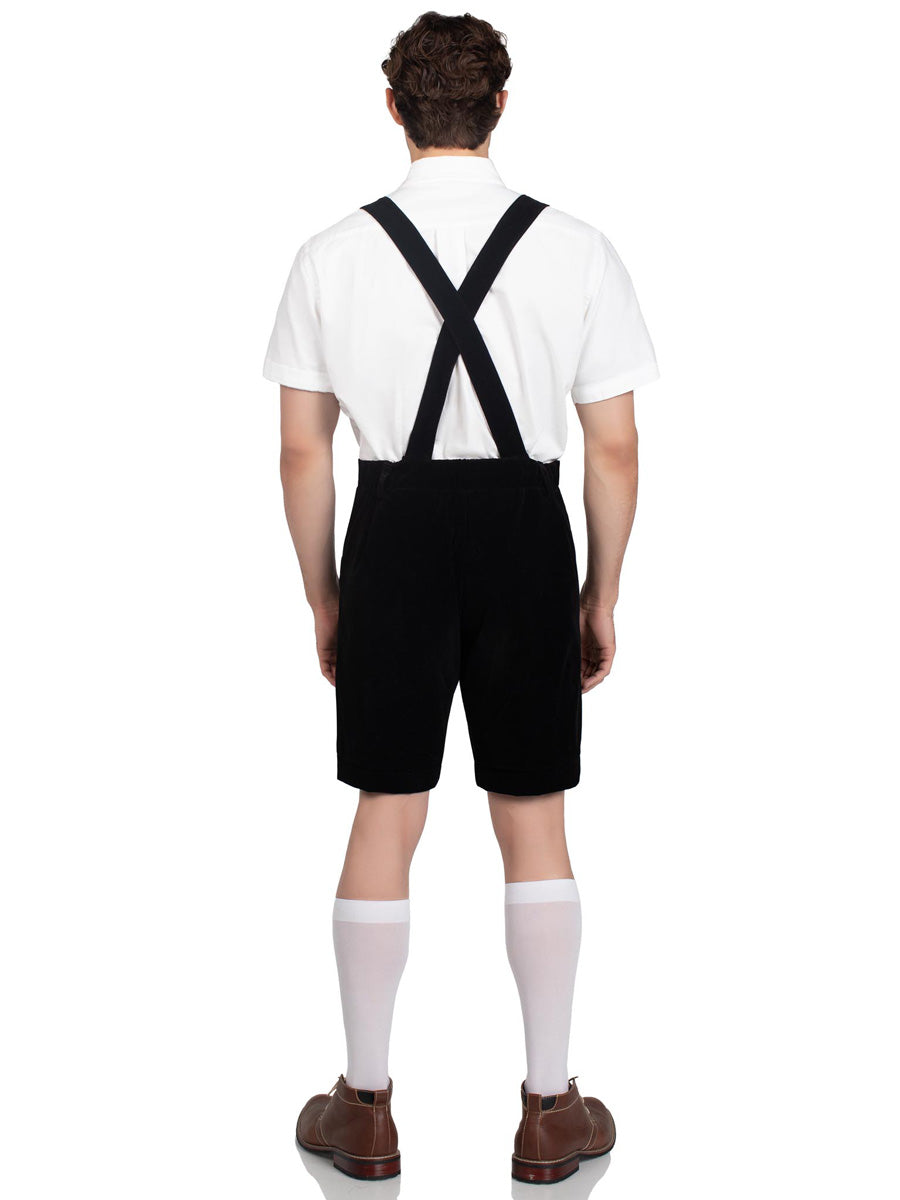Mens Black Bavarian Lederhosen German Oktoberfest Costume Back Image