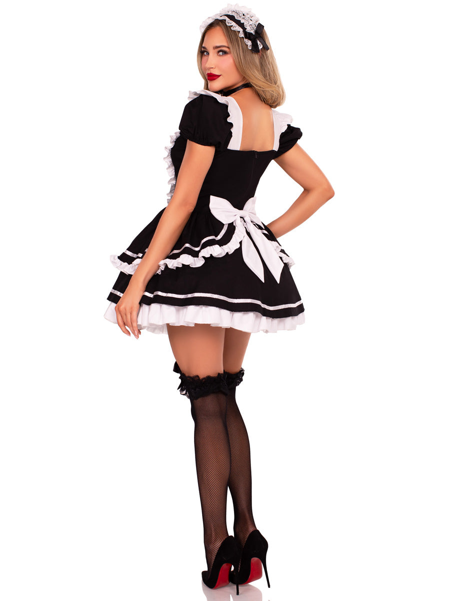 Womens Sexy Black And White Made To Flirt Costume Back Image