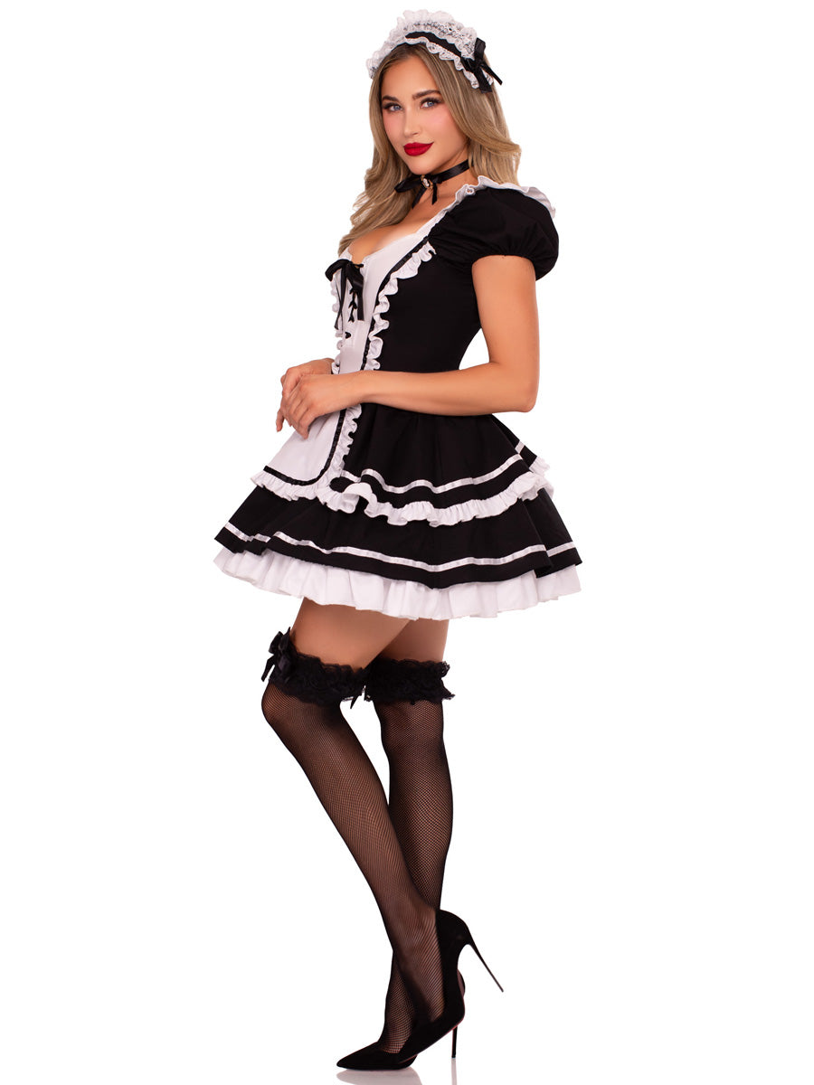 Womens Sexy Black And White Made To Flirt Costume Side Image