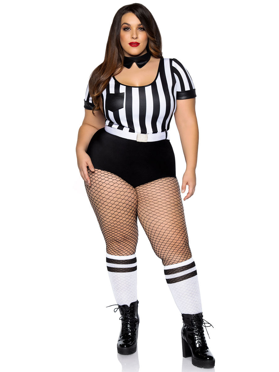 Womens Plus Size Sexy Black And White No Rules Referee Sports Costume Alternative Image 2