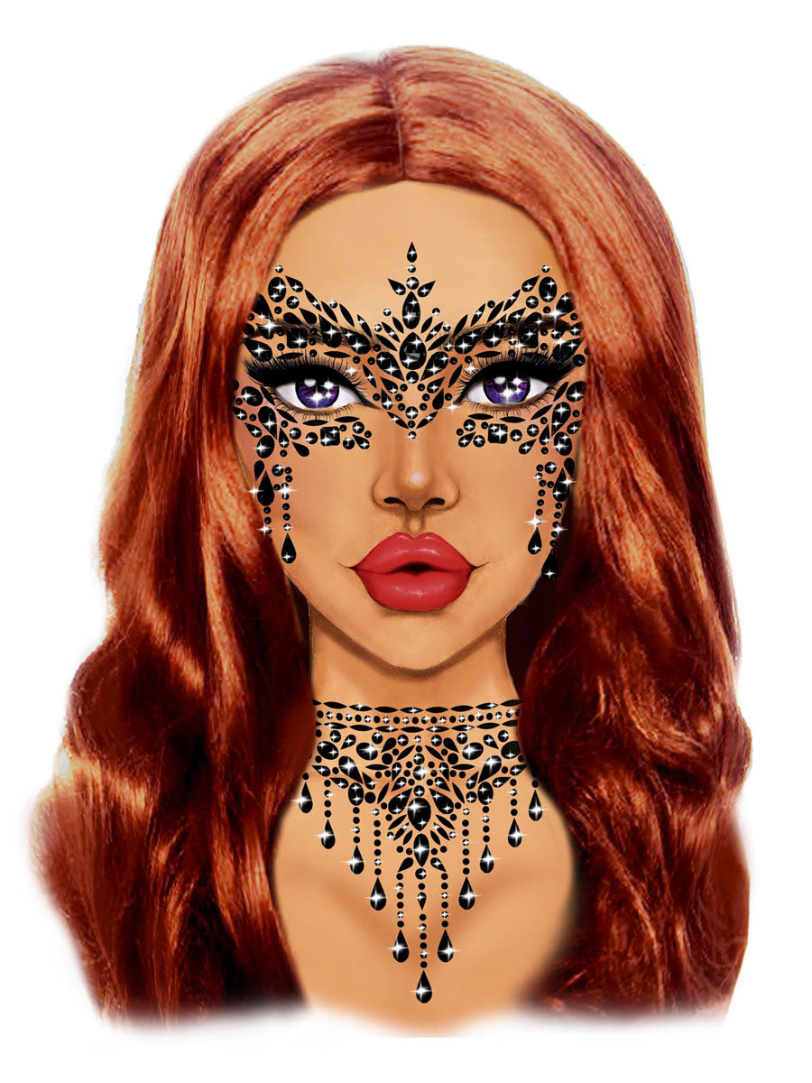 Black Body Jewel Stick On Costume Choker Alternative Image