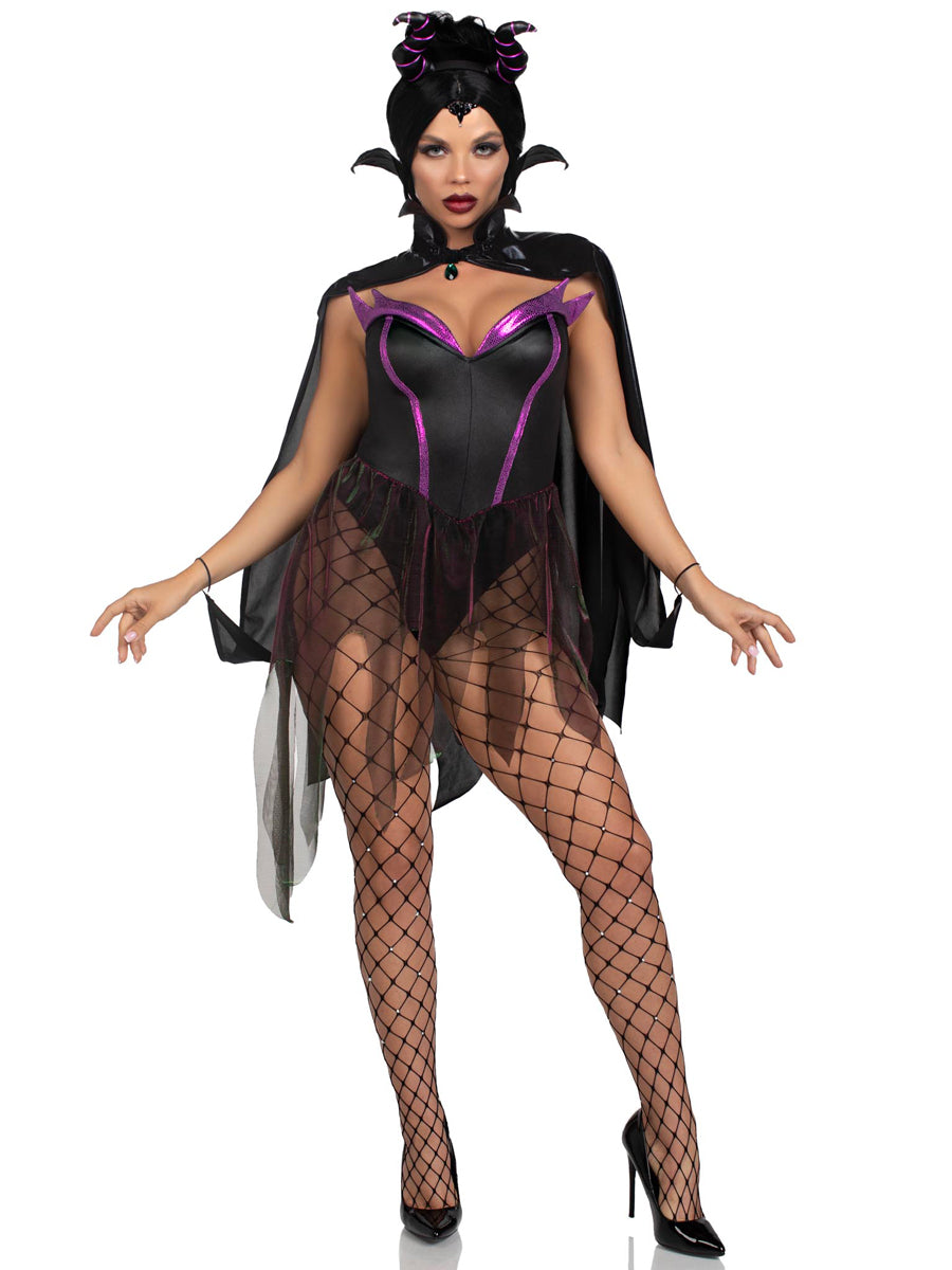 Womens Sexy Black Evil Enchantress Maleficent Bodysuit Costume Alternative Image
