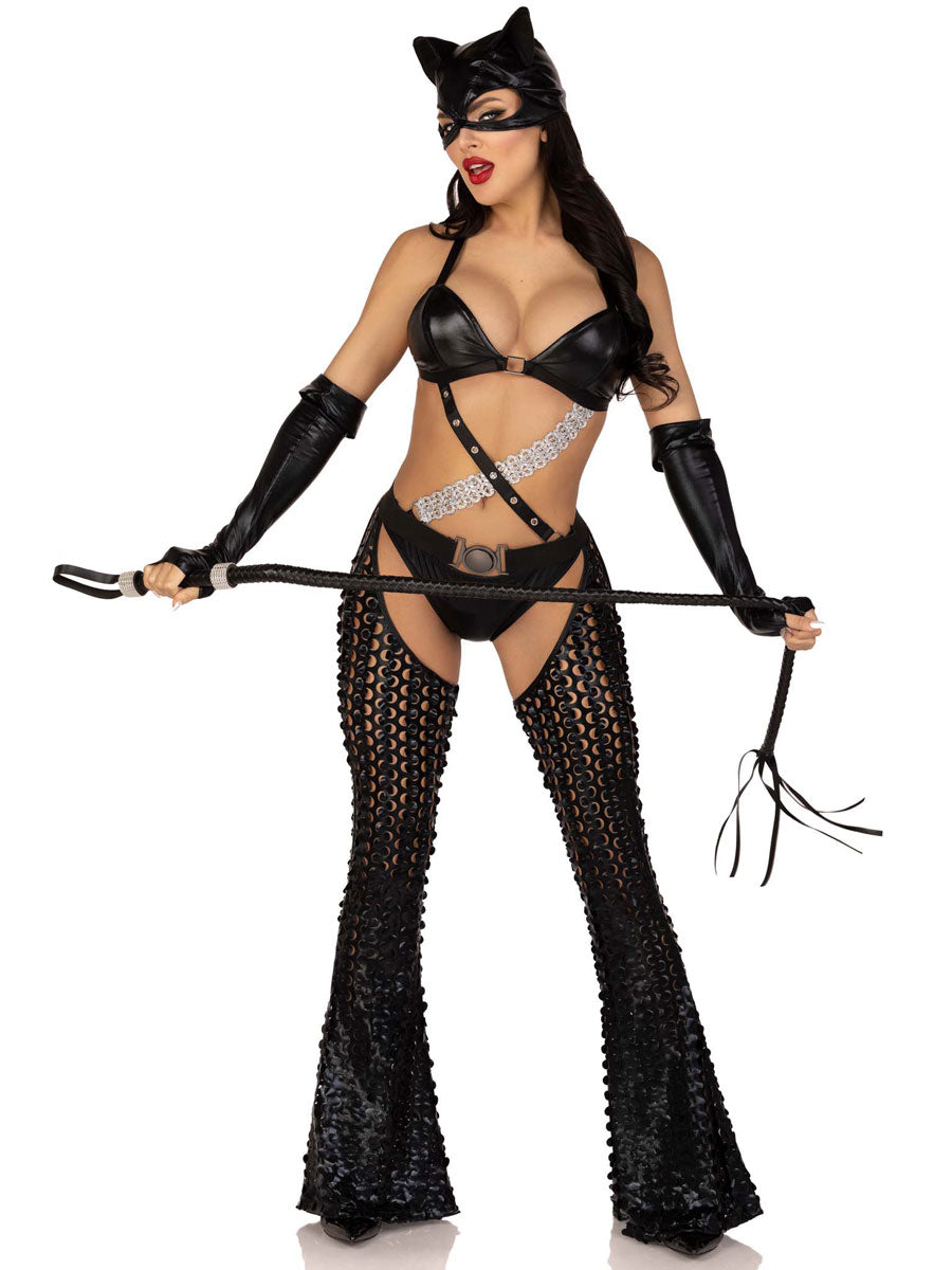Womens Sexy Black Mistress Kitty Bodysuit Costume Main Image