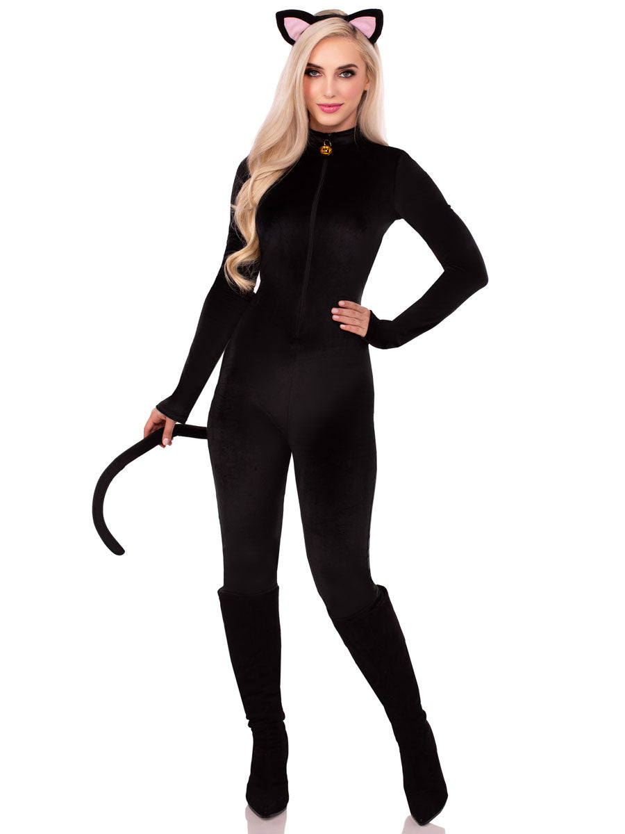 Womens Sexy Black Pretty Kitty Plush Catsuit Costume Alternative Image