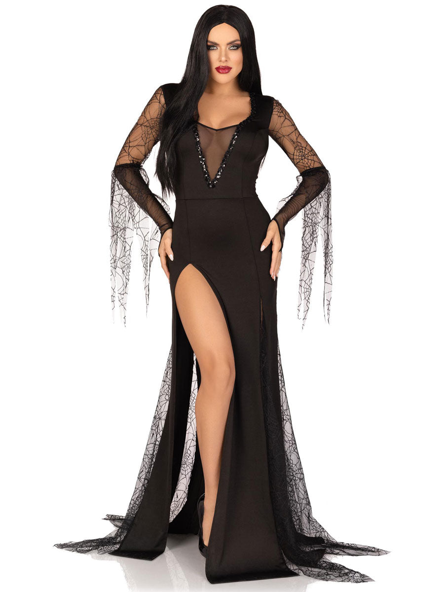 Womens Sexy Black Spooky Beauty Morticia Halloween Costume Alternative Image