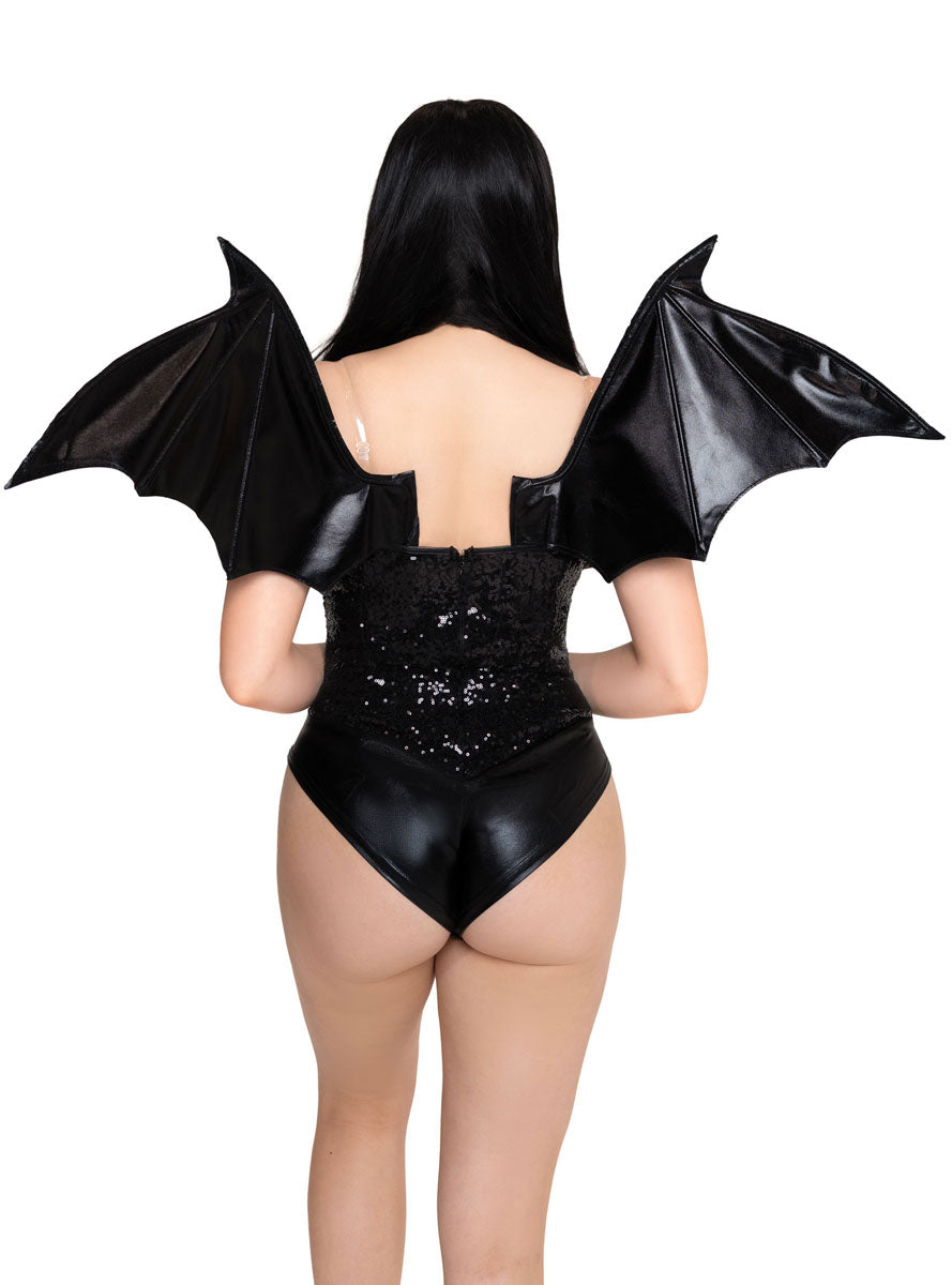 Strapless Wet Look Womens Costume Bat Wings