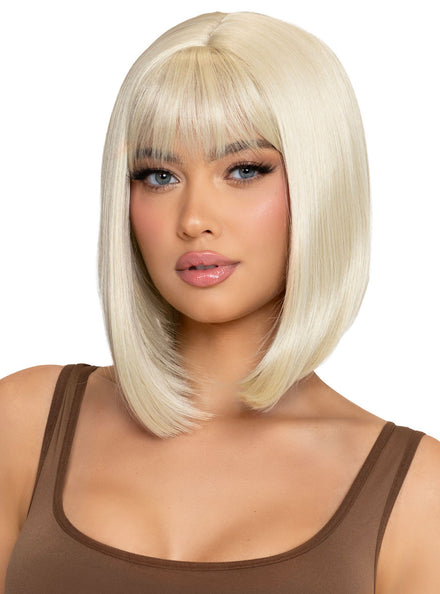 Blonde Angled Womens Costume Bob Wig with Fringe