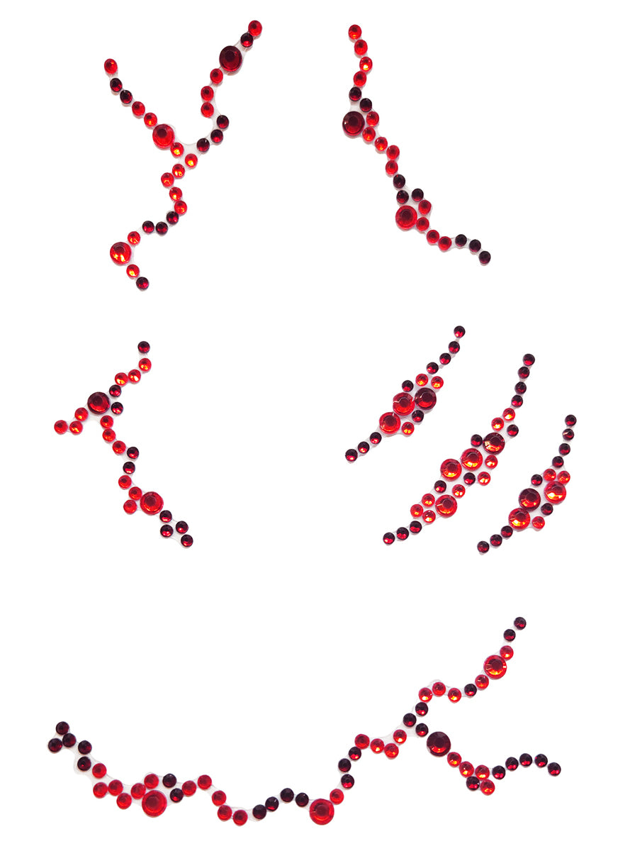 Womens Red Bloody Halloween Costume Face Jewels Main Image