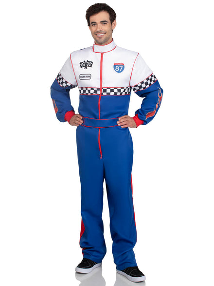 Mens Blue And White Speedway Racer Costume Alternative Image