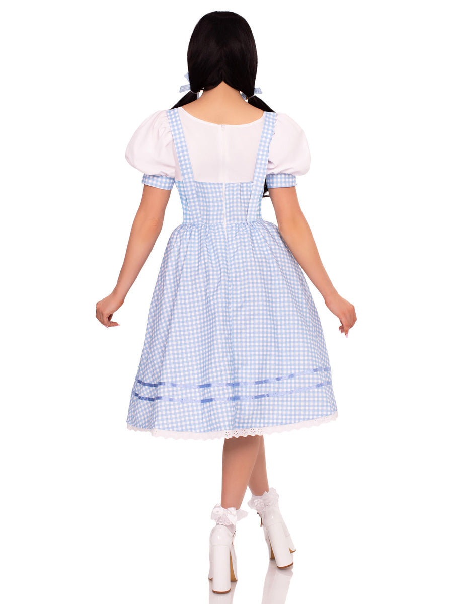 Womens Blue Gingham Kansas Sweetie Dorothy Costume Back Image
