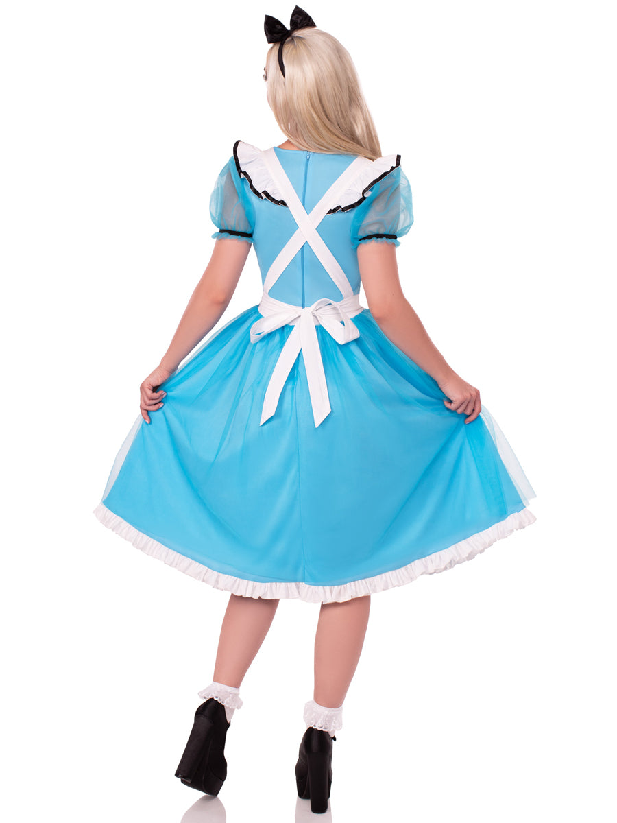 Womens Blue Looking Glass Alice In Wonderland World Book Day Costume Back Image